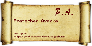 Pratscher Avarka névjegykártya